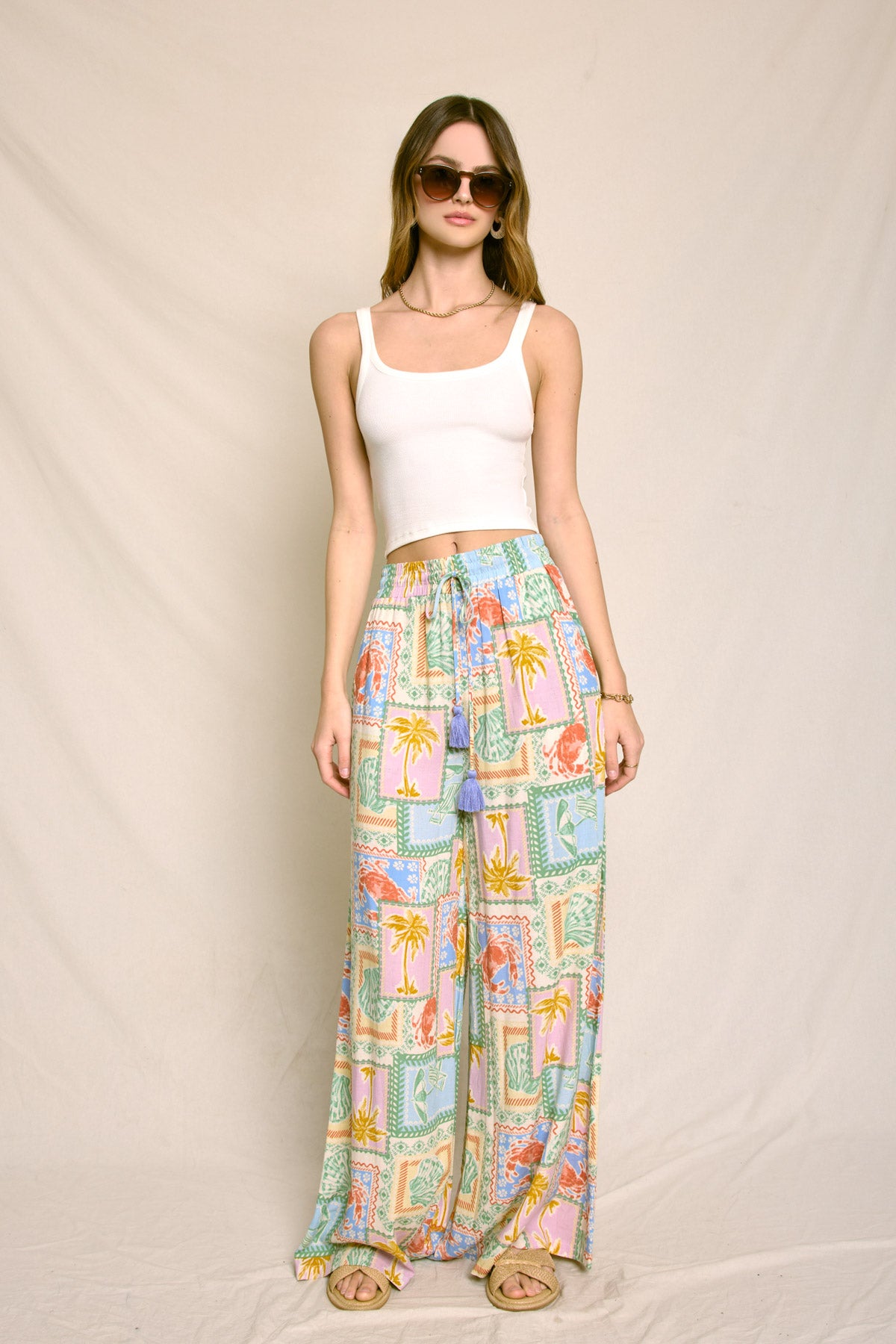 Pastel Paradise Wide Leg Pull On Pants