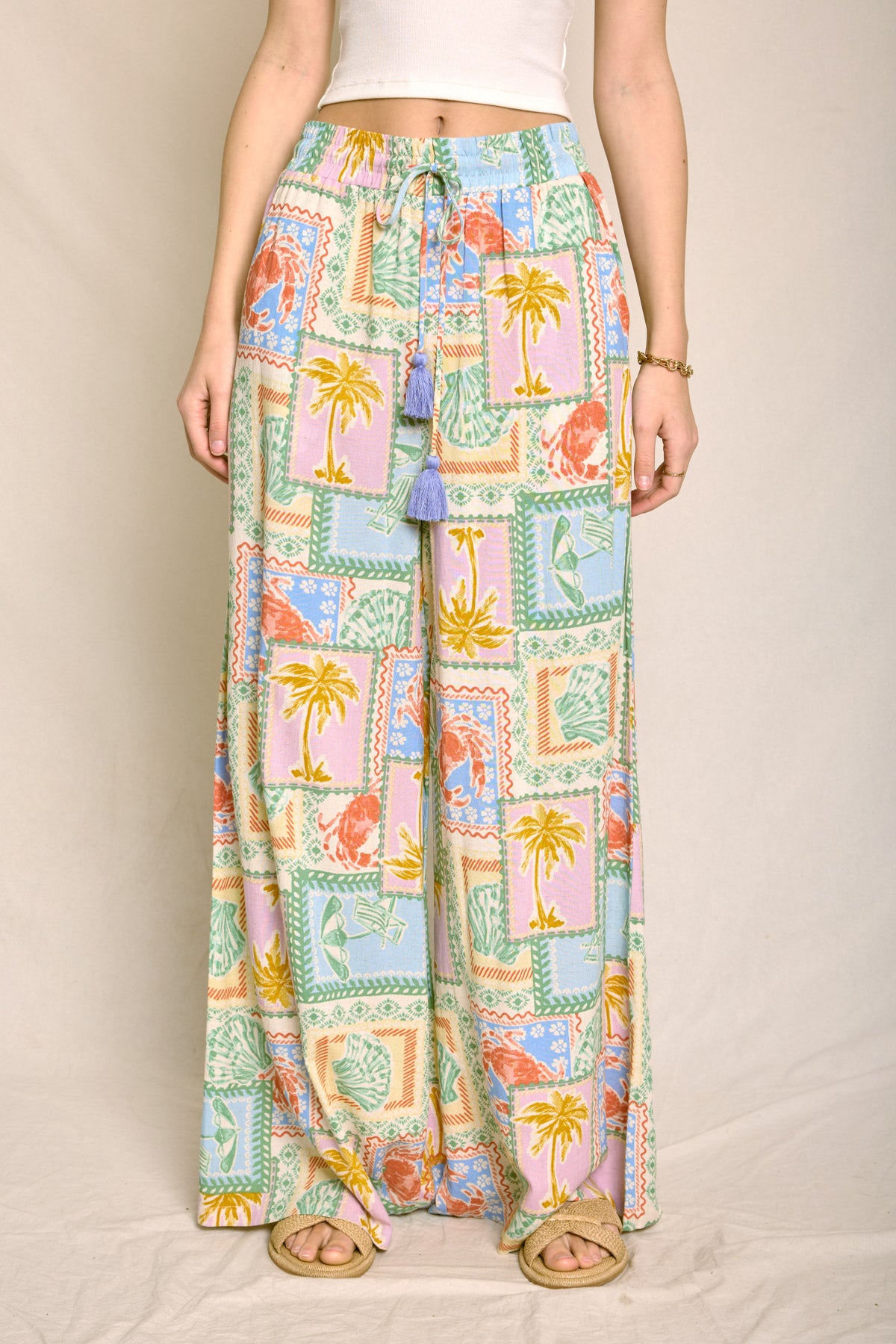 Pastel Paradise Wide Leg Pull On Pants