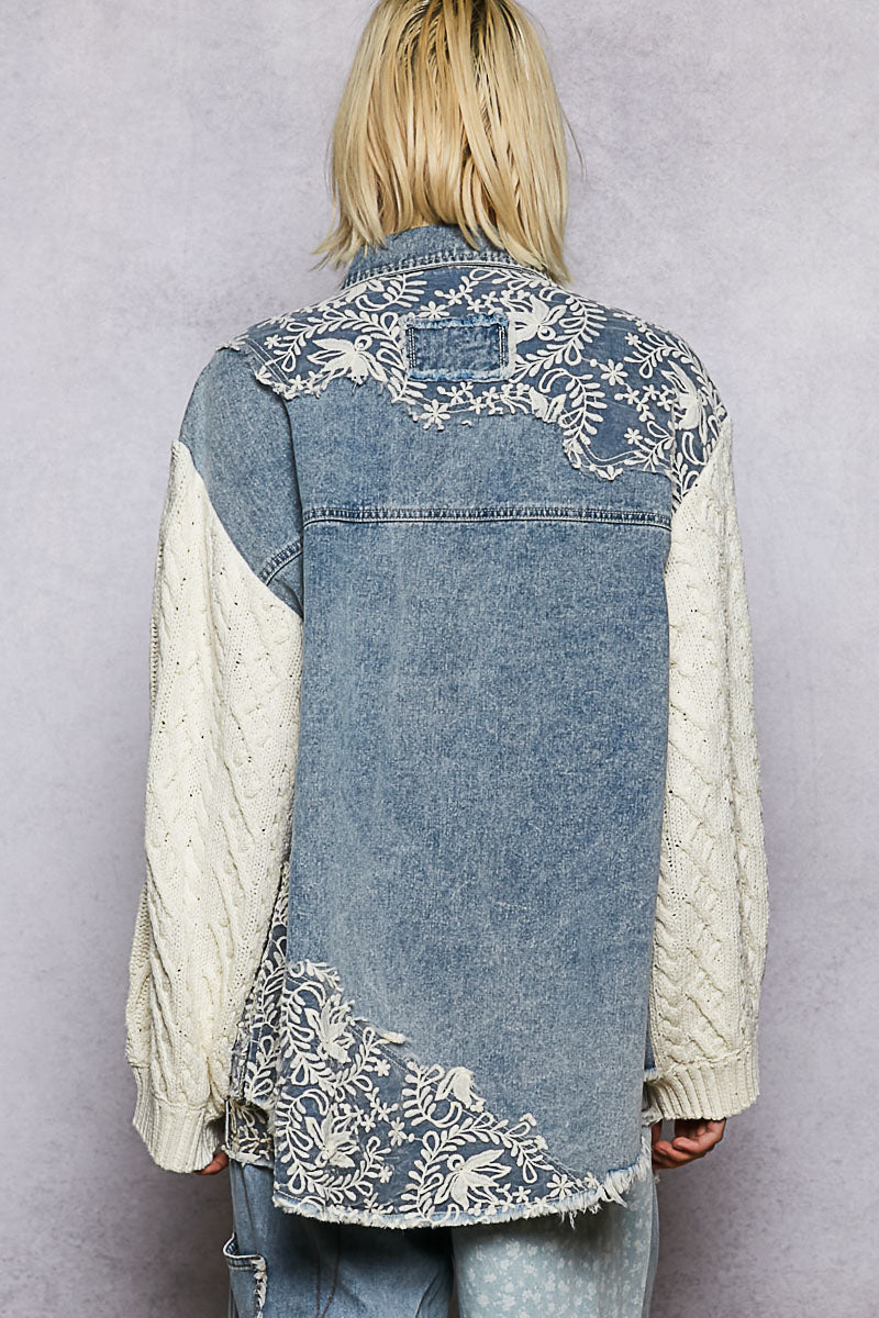 Asymmetrical Lace Patchwork Roomy Fit Jacket