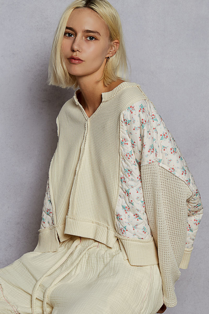 Thermal And Quilted Knit Cropped Fit Top