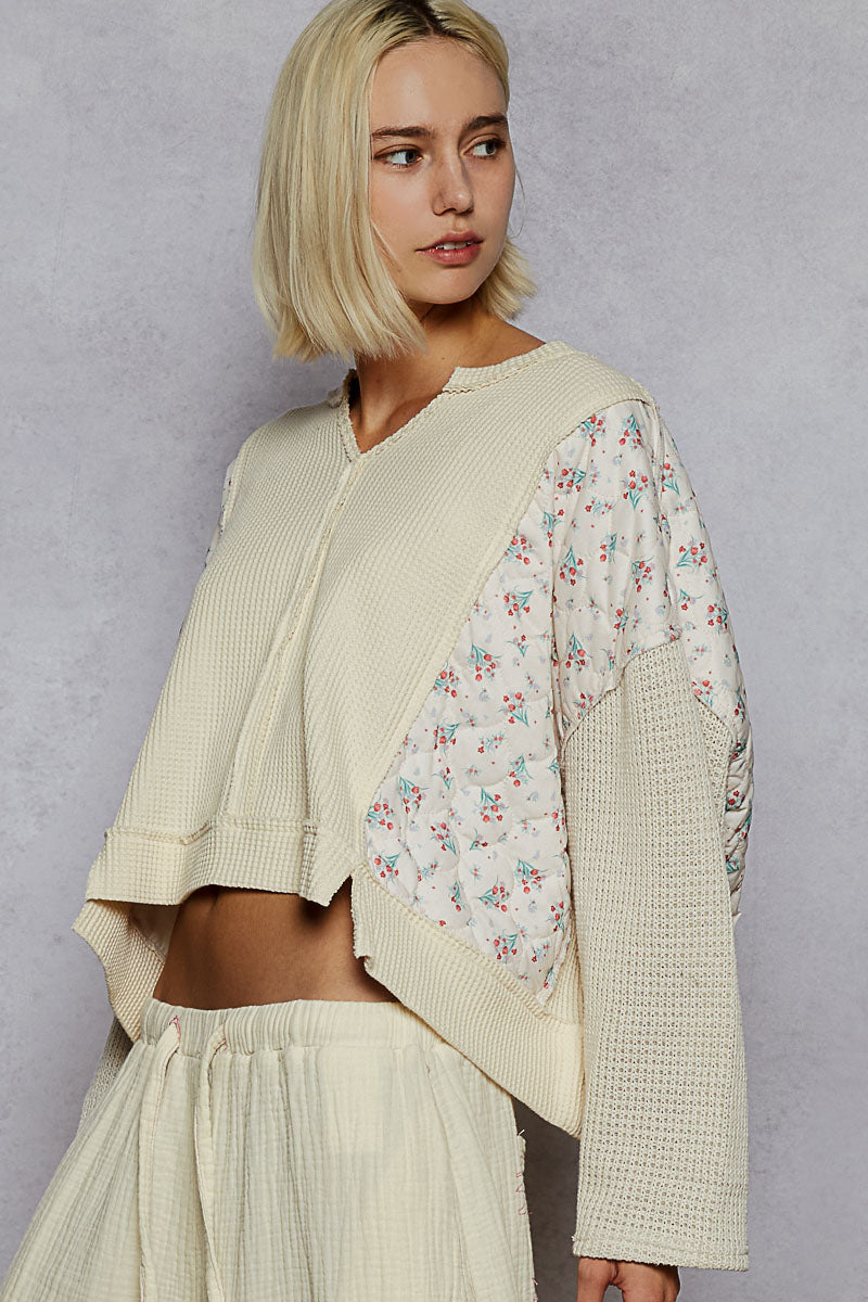Thermal And Quilted Knit Cropped Fit Top