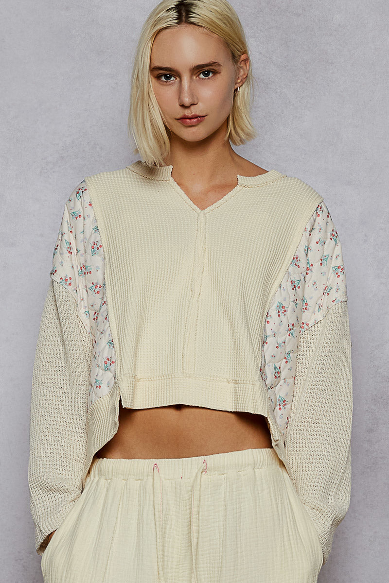 Thermal And Quilted Knit Cropped Fit Top