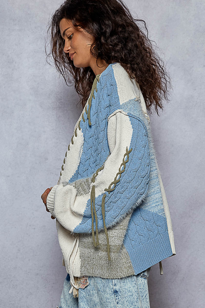Balloon Sleeve V Neck Relaxed Fit Cardigan