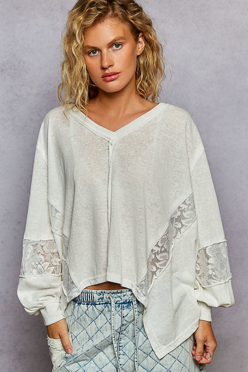 V-Neck Balloon Sleeve Relaxed Fit top