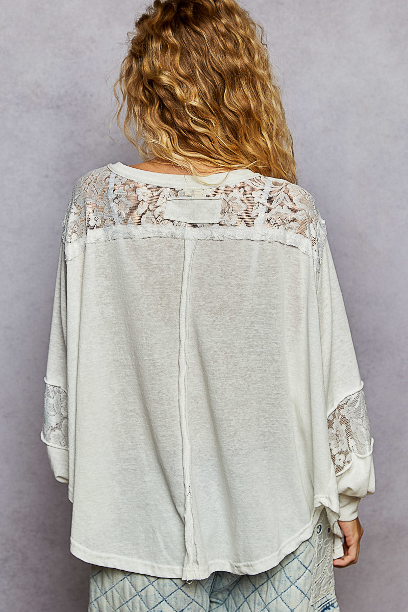 V-Neck Balloon Sleeve Relaxed Fit top