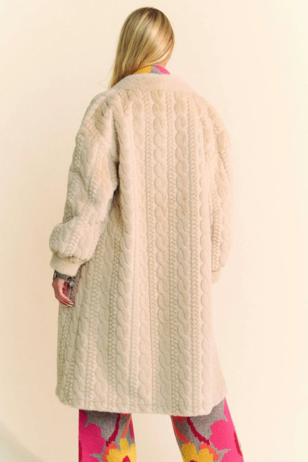 Single Breasted Long Sleeve Fuzzy Fur Coat