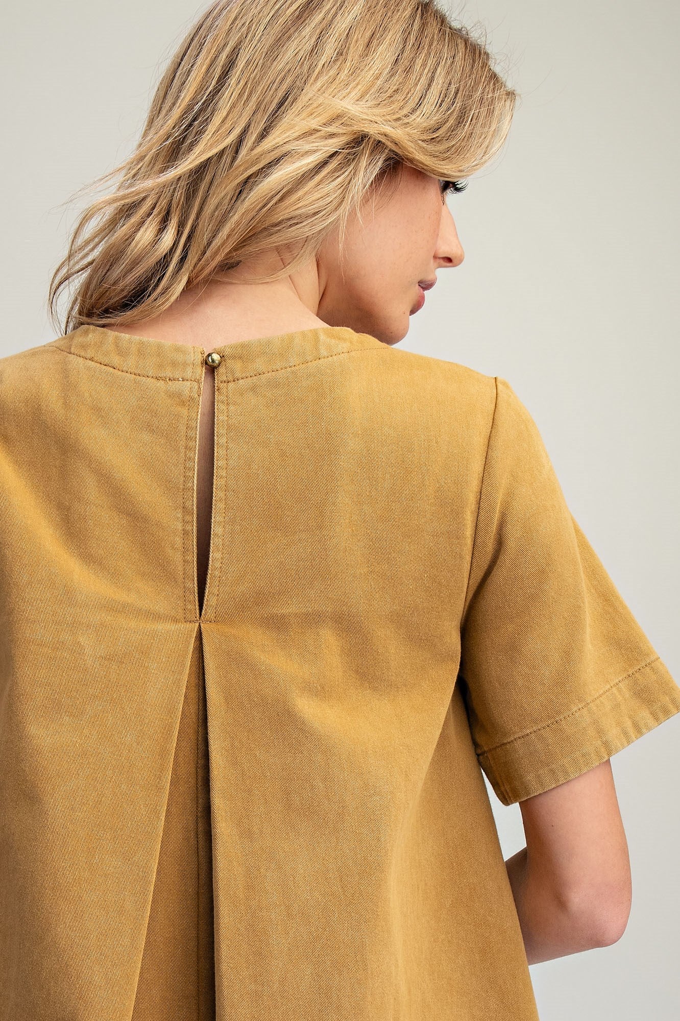 Mineral Washed Back Pleat Mini Dress