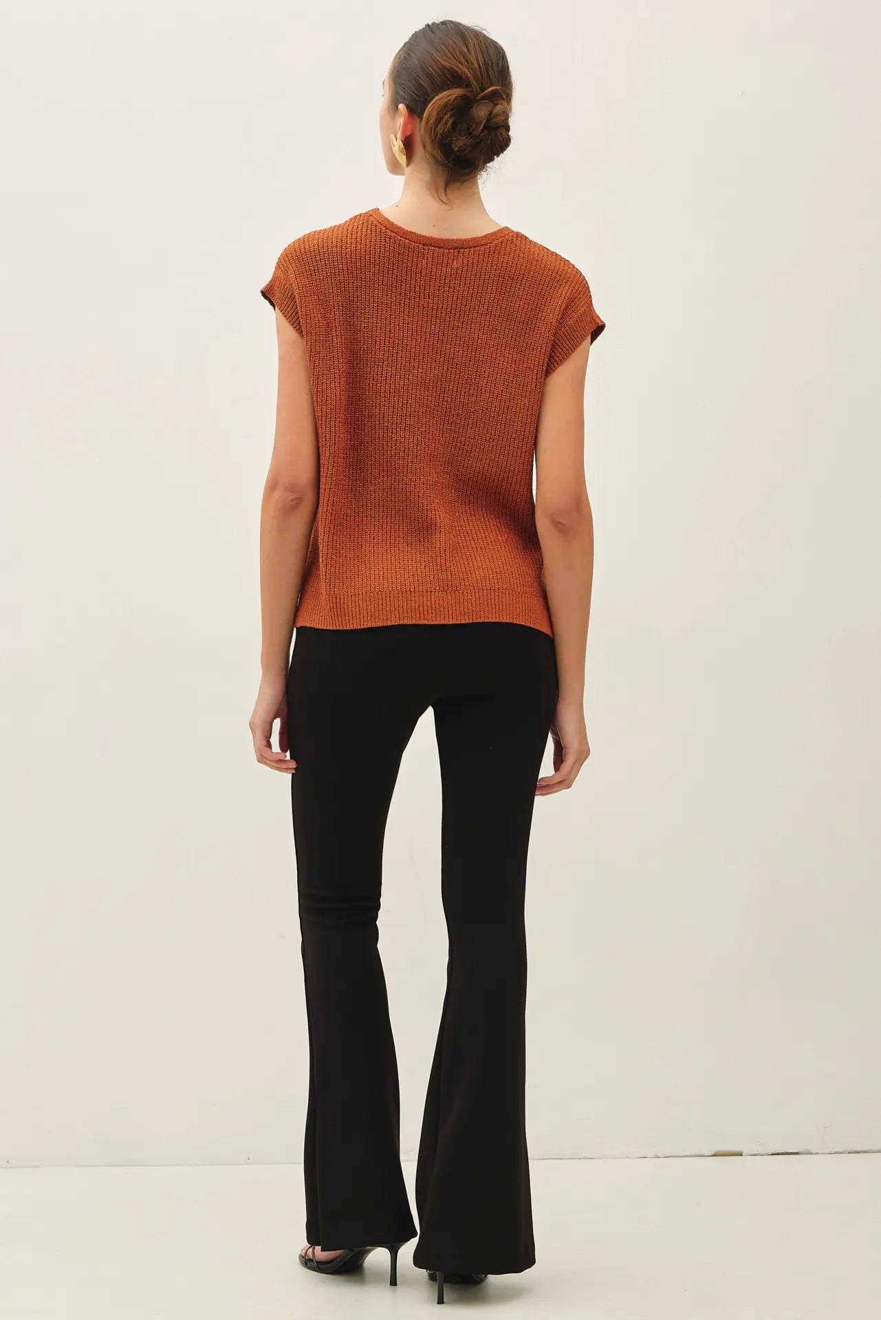 Breezy V-Neck Cap Sleeve Sweater Top