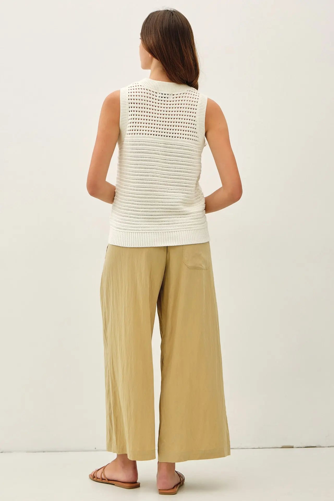 Textured Crochet Sleeveless Sweater