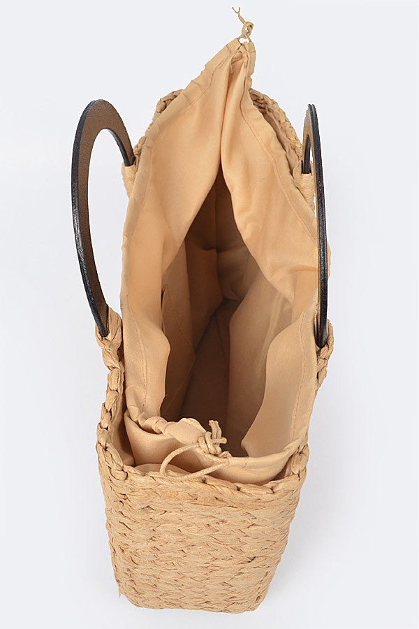 Round Handle Straw Tote Bag