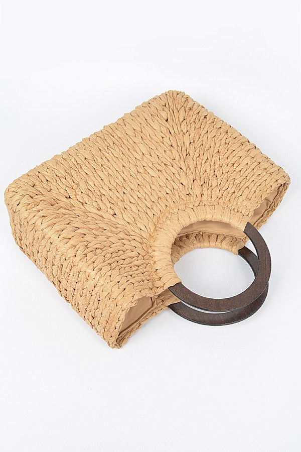 Round Handle Straw Tote Bag