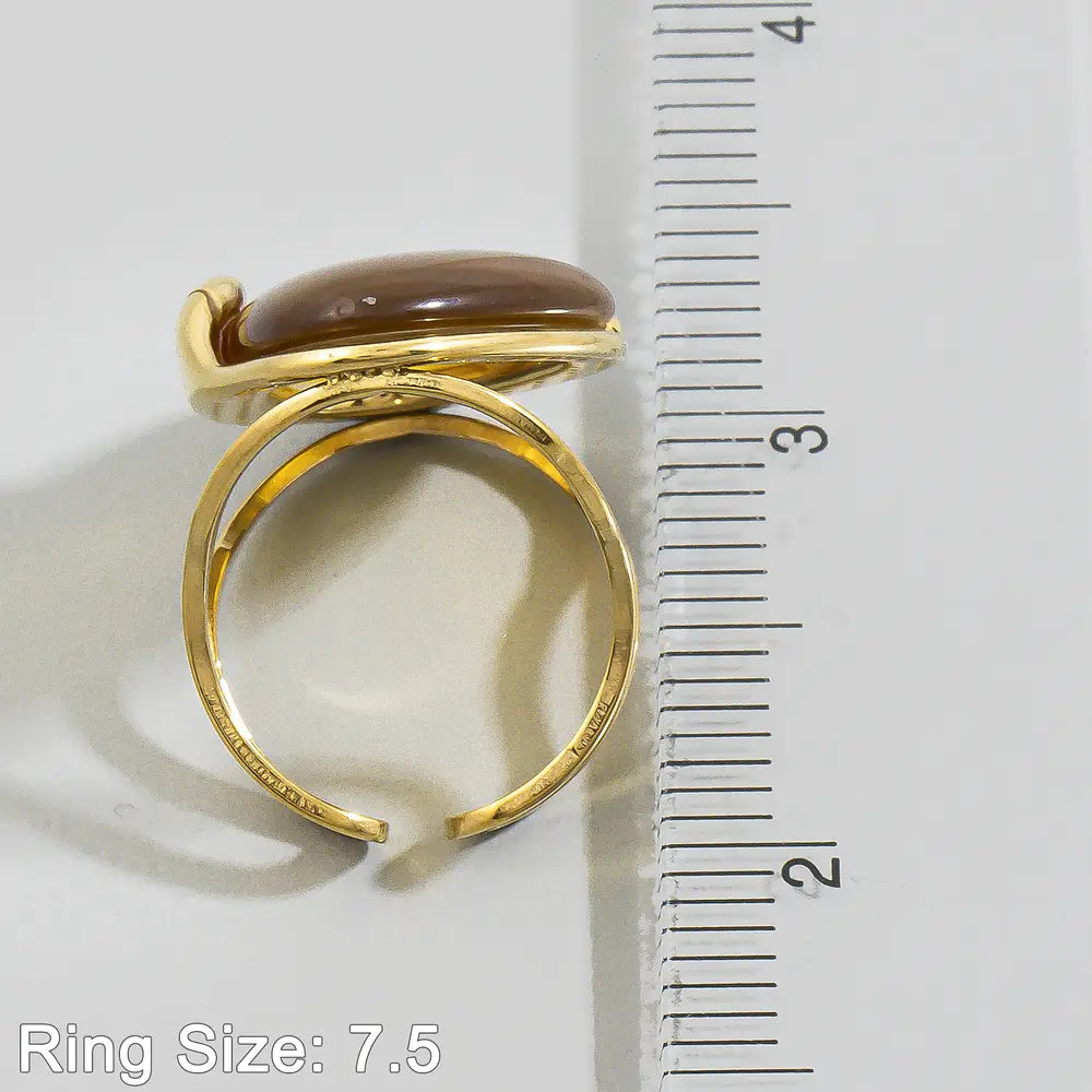 Amber Resin Oval Frame Statement Cocktail Ring