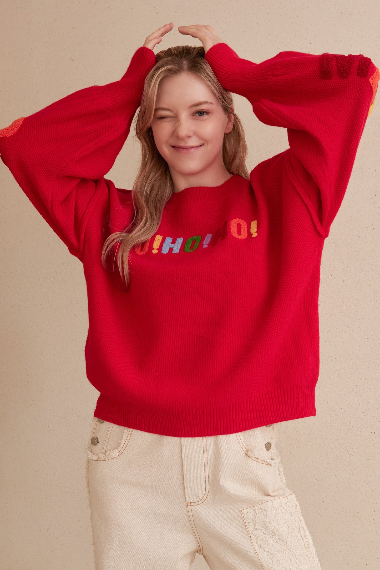 Oversize Christmas Sweater With Lettering