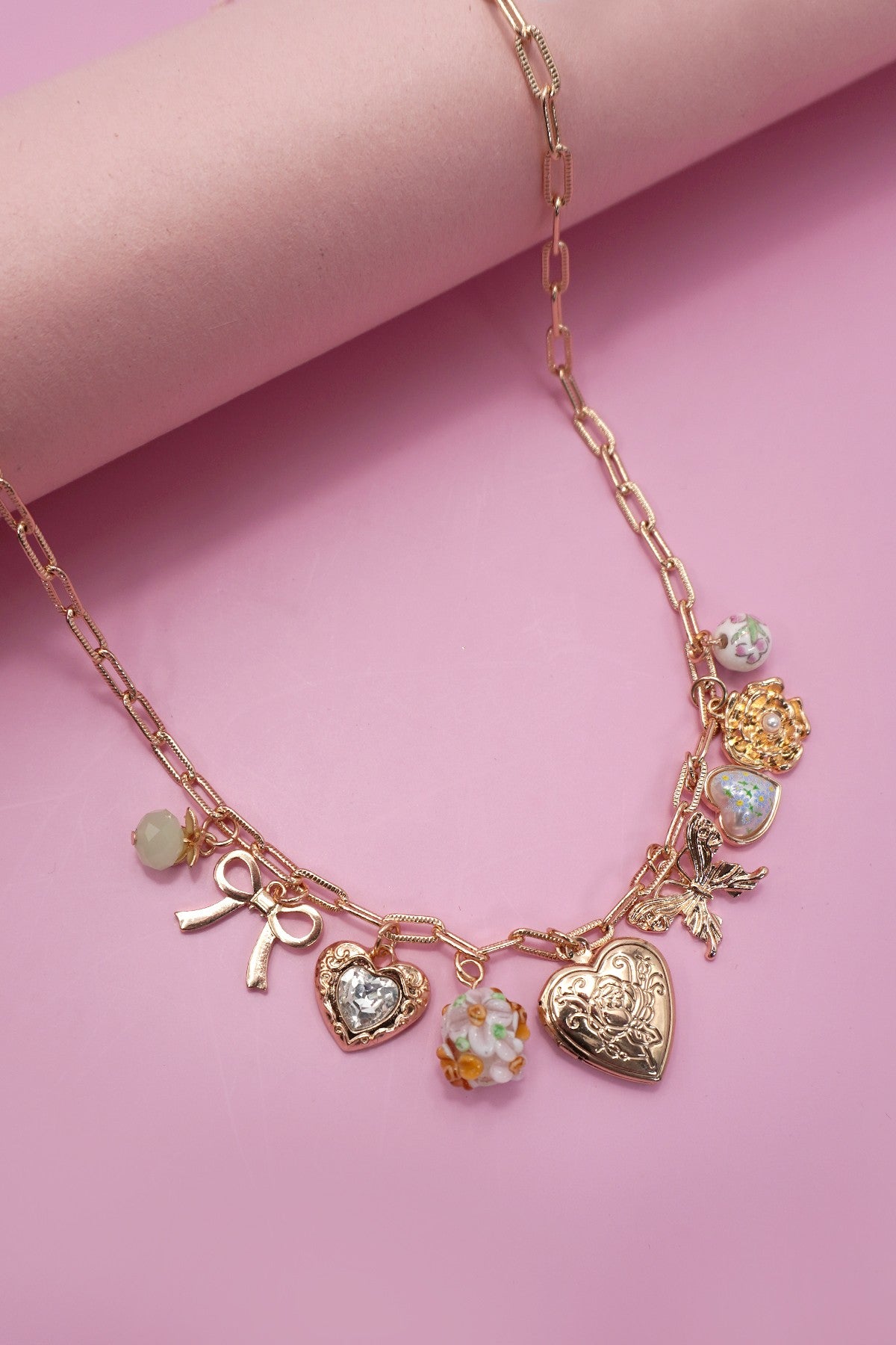 Heart Locket Butterfly Bow Flower