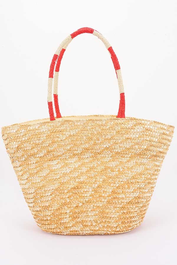 Faux Straw Heart Tote Bag