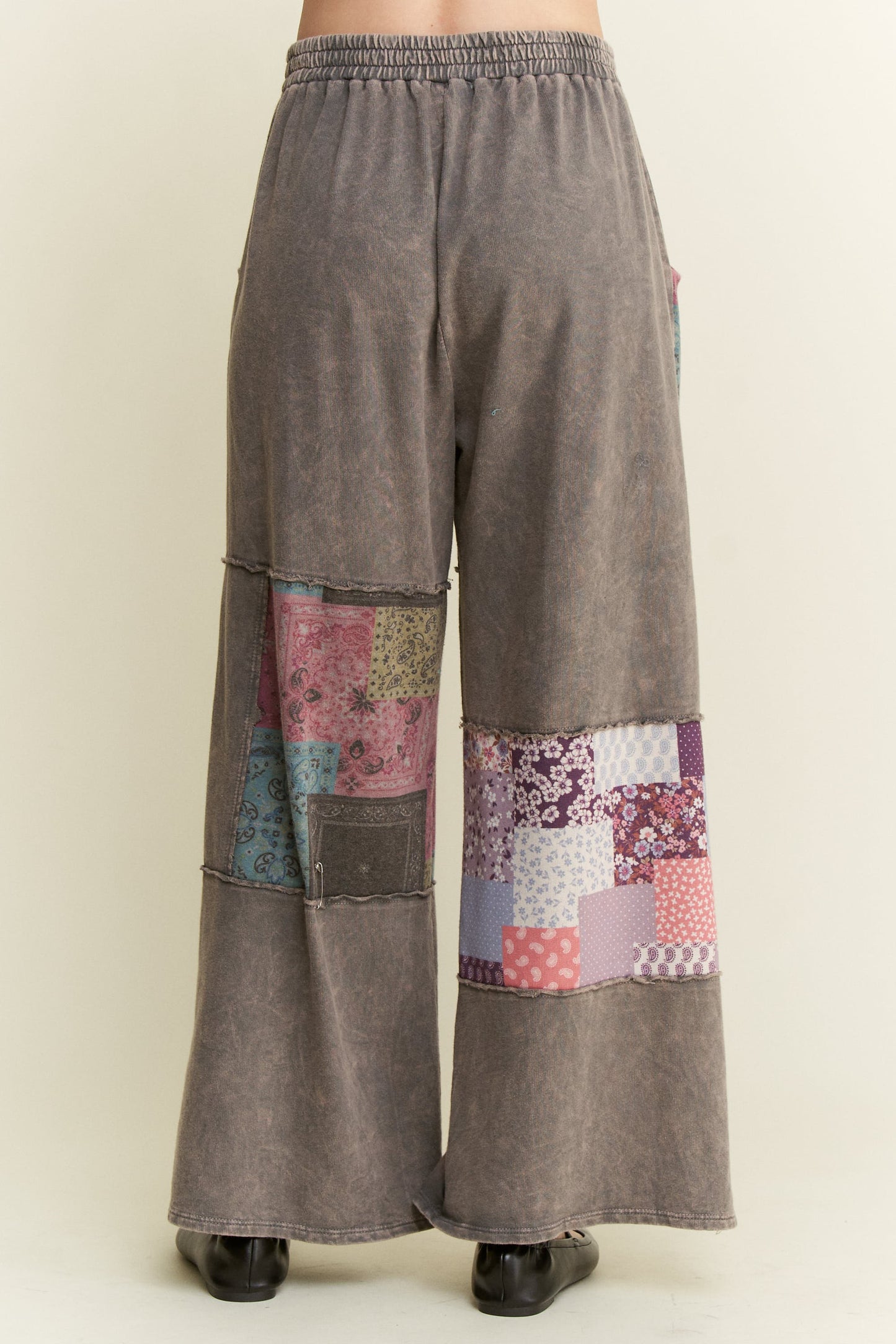 Mineral Washed Boho Block Patch Pants