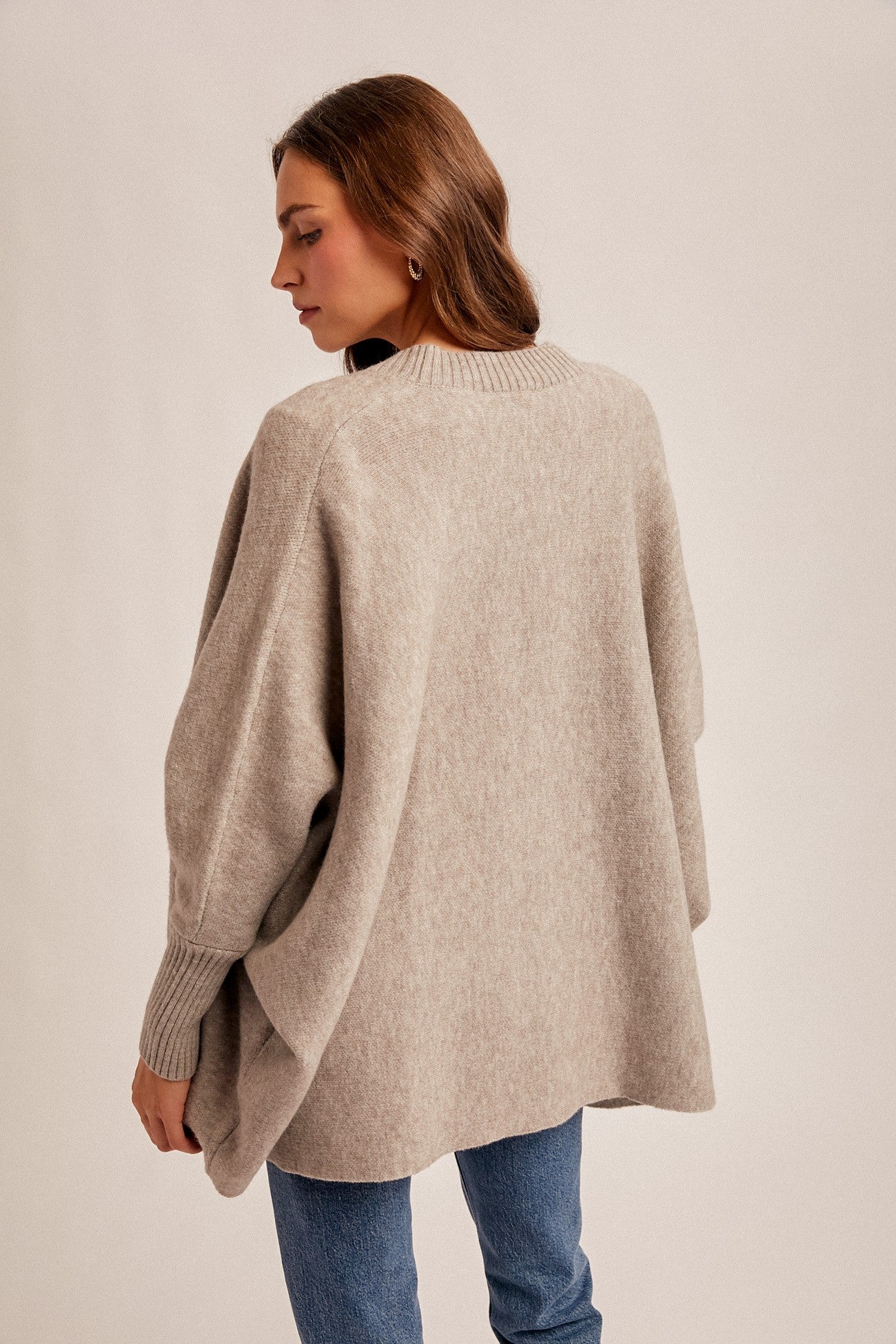 Dolman Sleeve Open Hoodie Cardigan W/ Pocket