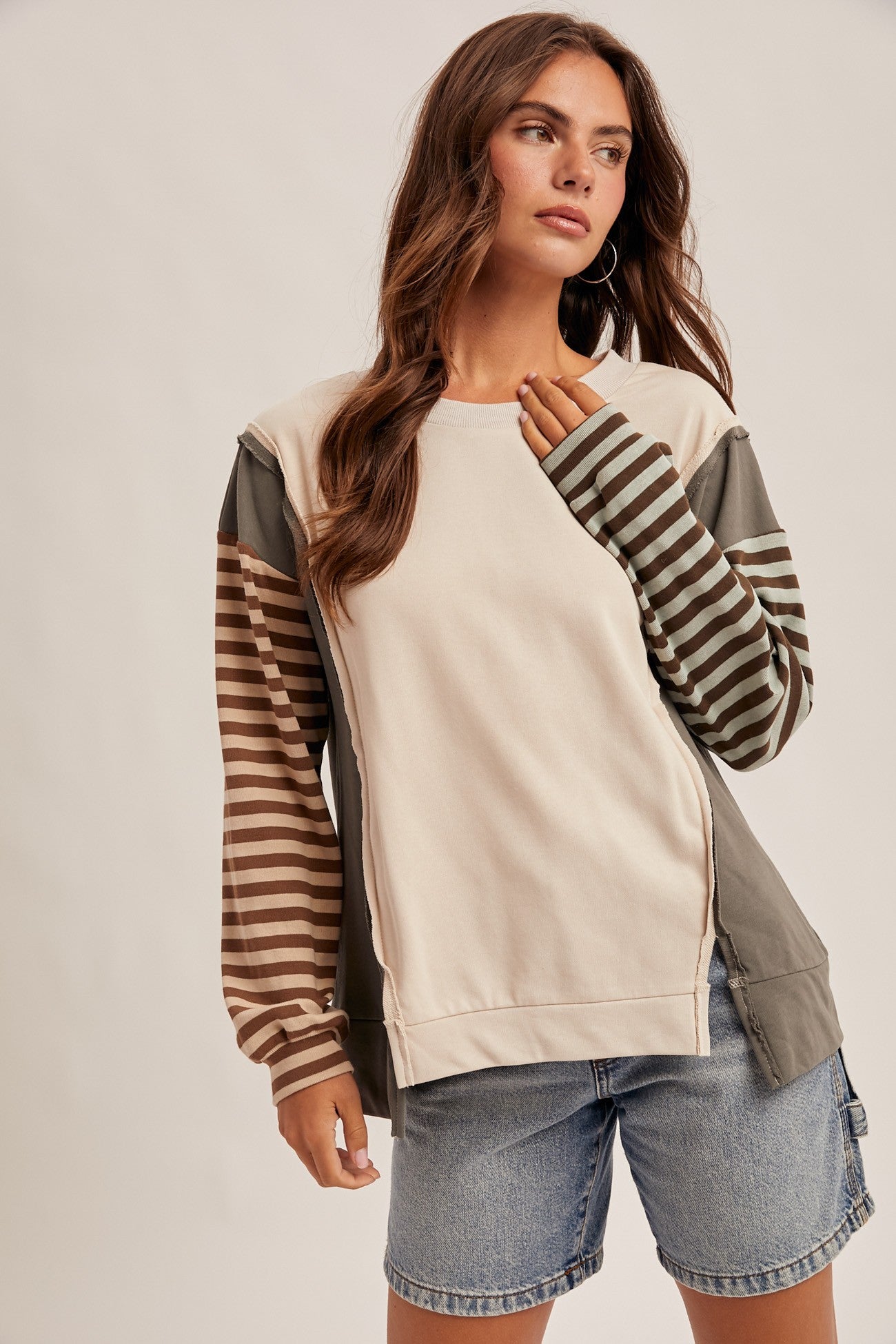 Color Block Dolman Sleeve Knit Top
