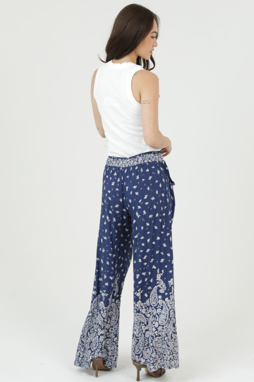Lace Elastic Waist Bell Bottom Pants