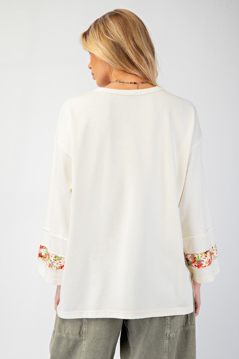 Flower Patch Front Terry Knit Top