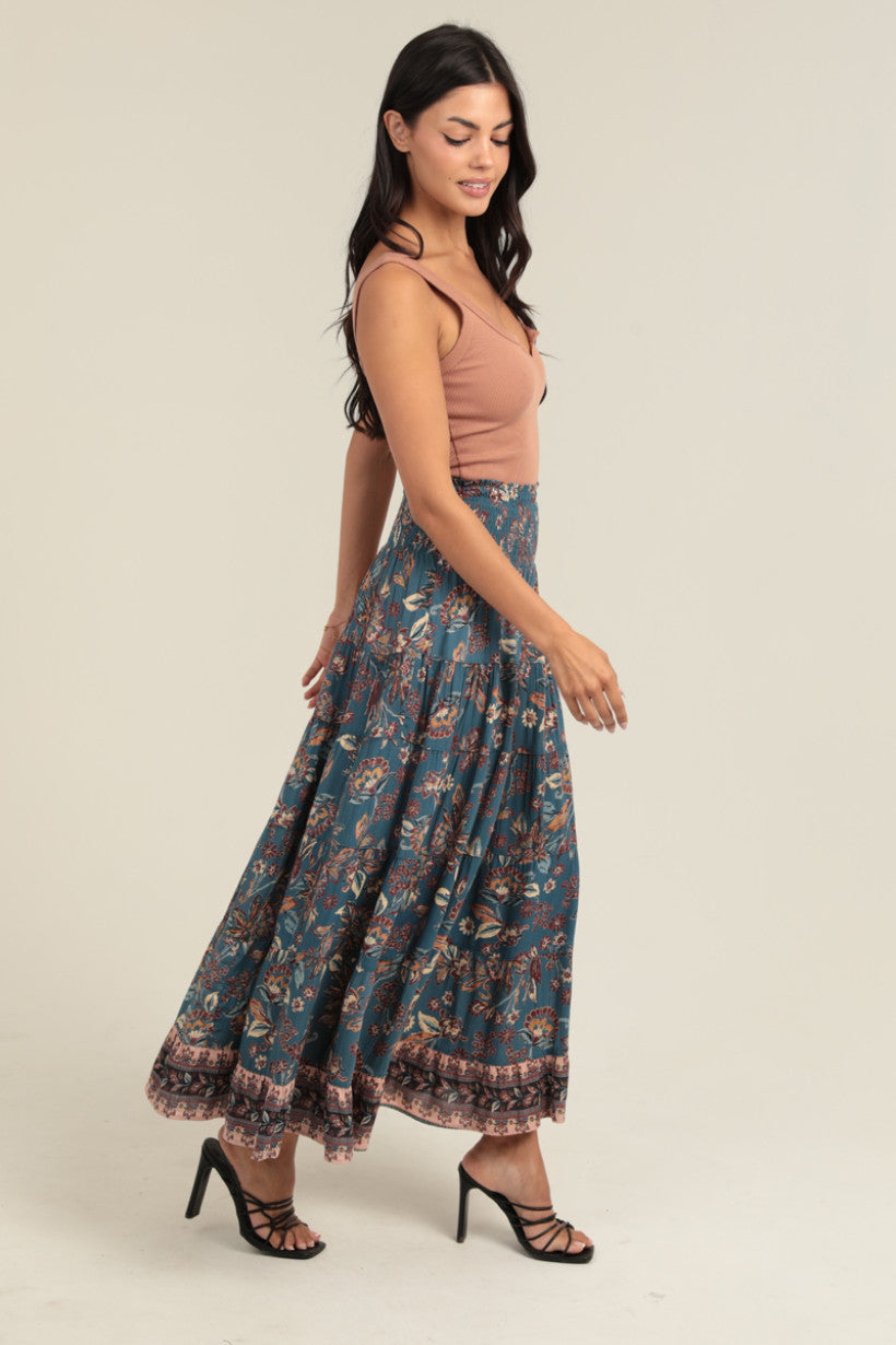 Tiered Skirt w/ Smocked Waistband