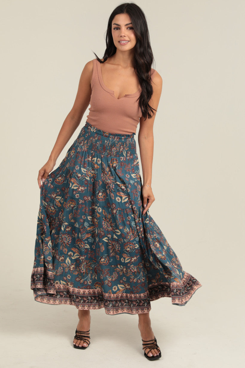 Tiered Skirt w/ Smocked Waistband