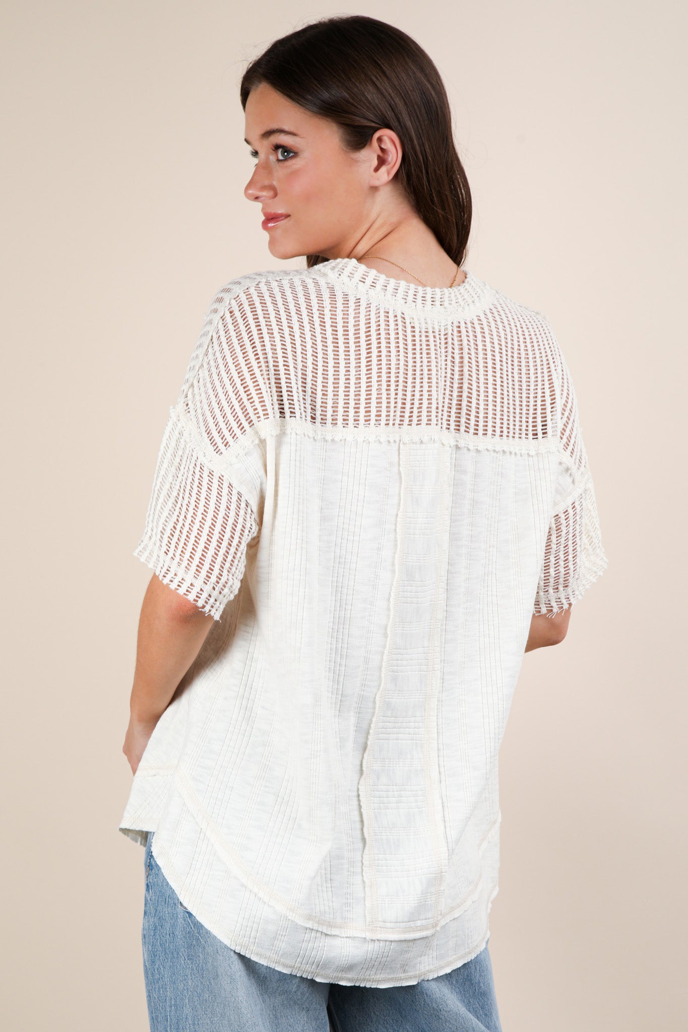 Oversized Contrast Knit Comfy Casual Top