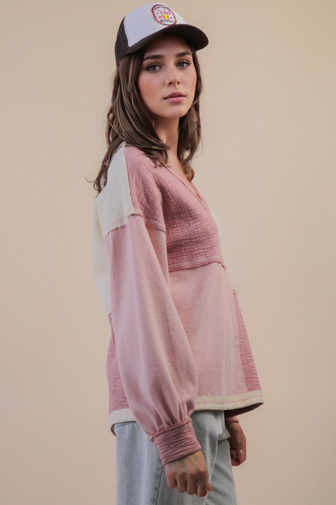 Oversized Color Block Casual Knit Top