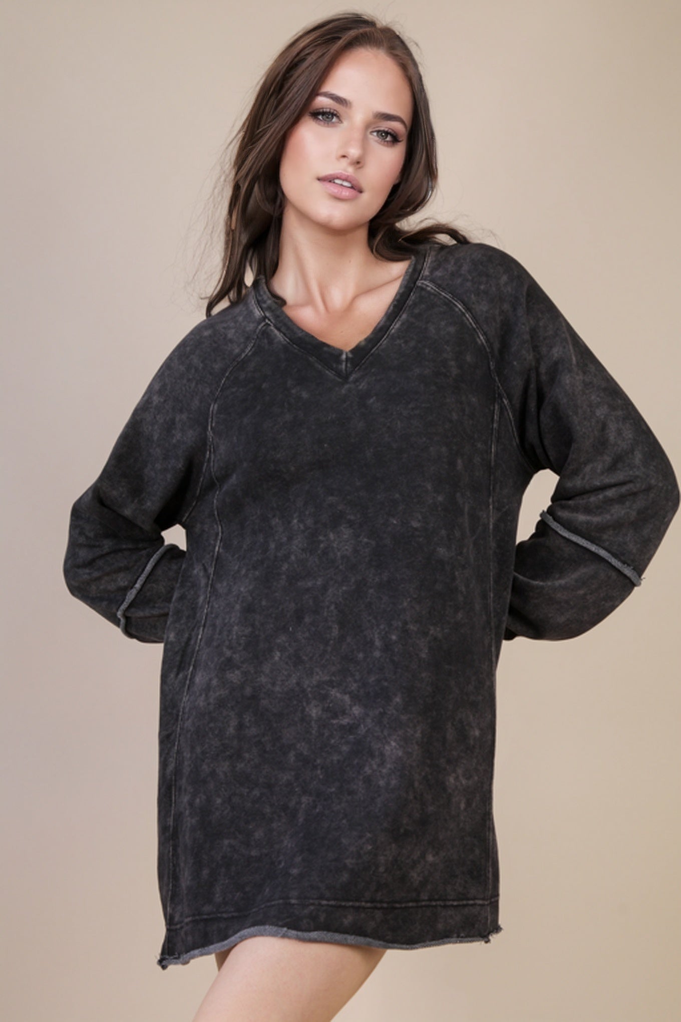 Mineral Washed Oversized A-Line Mini Dress Mineral Washed Oversized A-Line Mini Dress