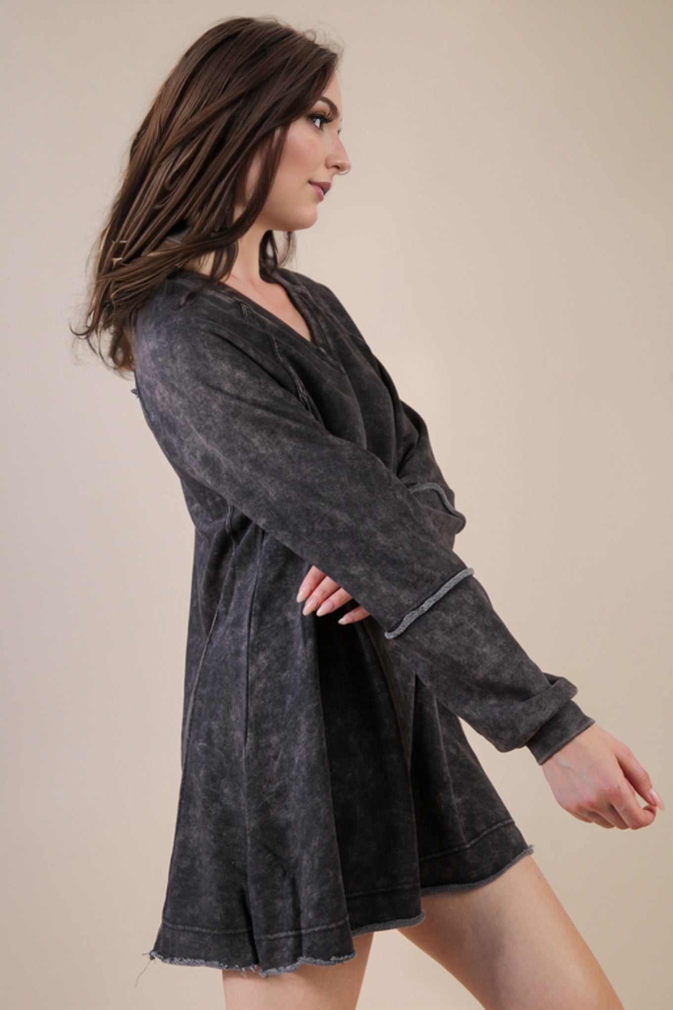 Mineral Washed Oversized A-Line Mini Dress