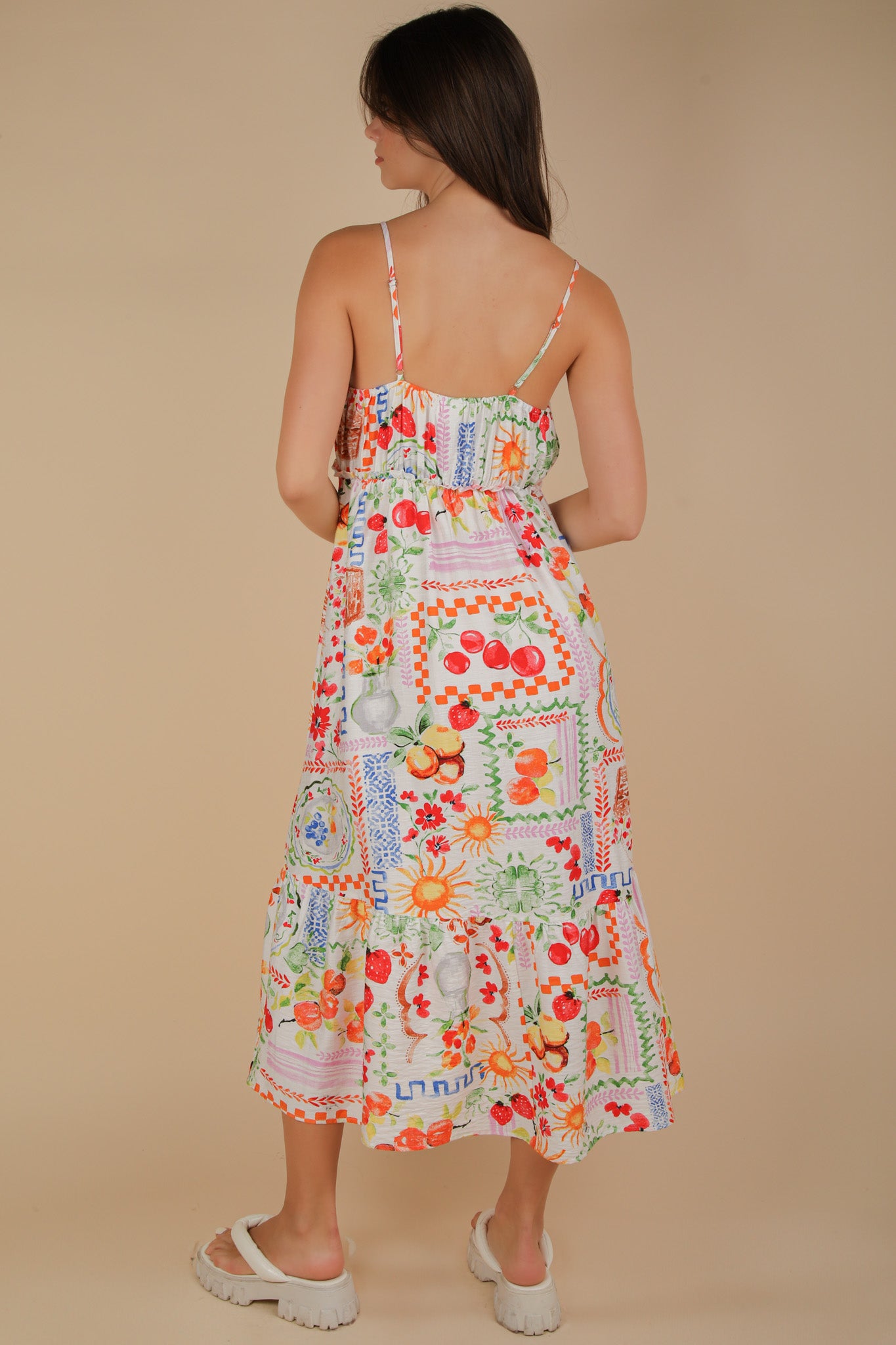 Printed Button Down Midi Dress