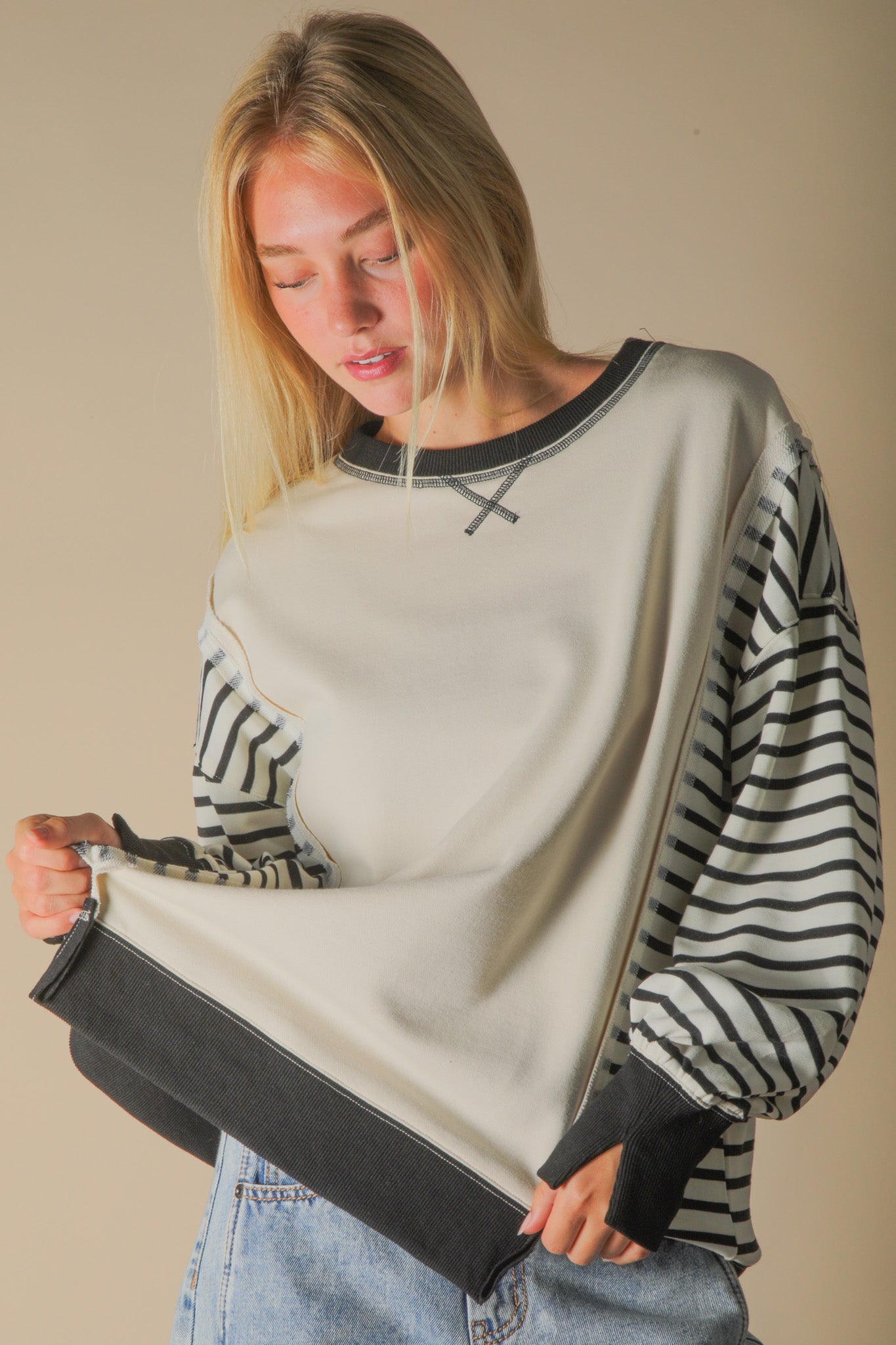 Oversized Striped Casual Knit Top