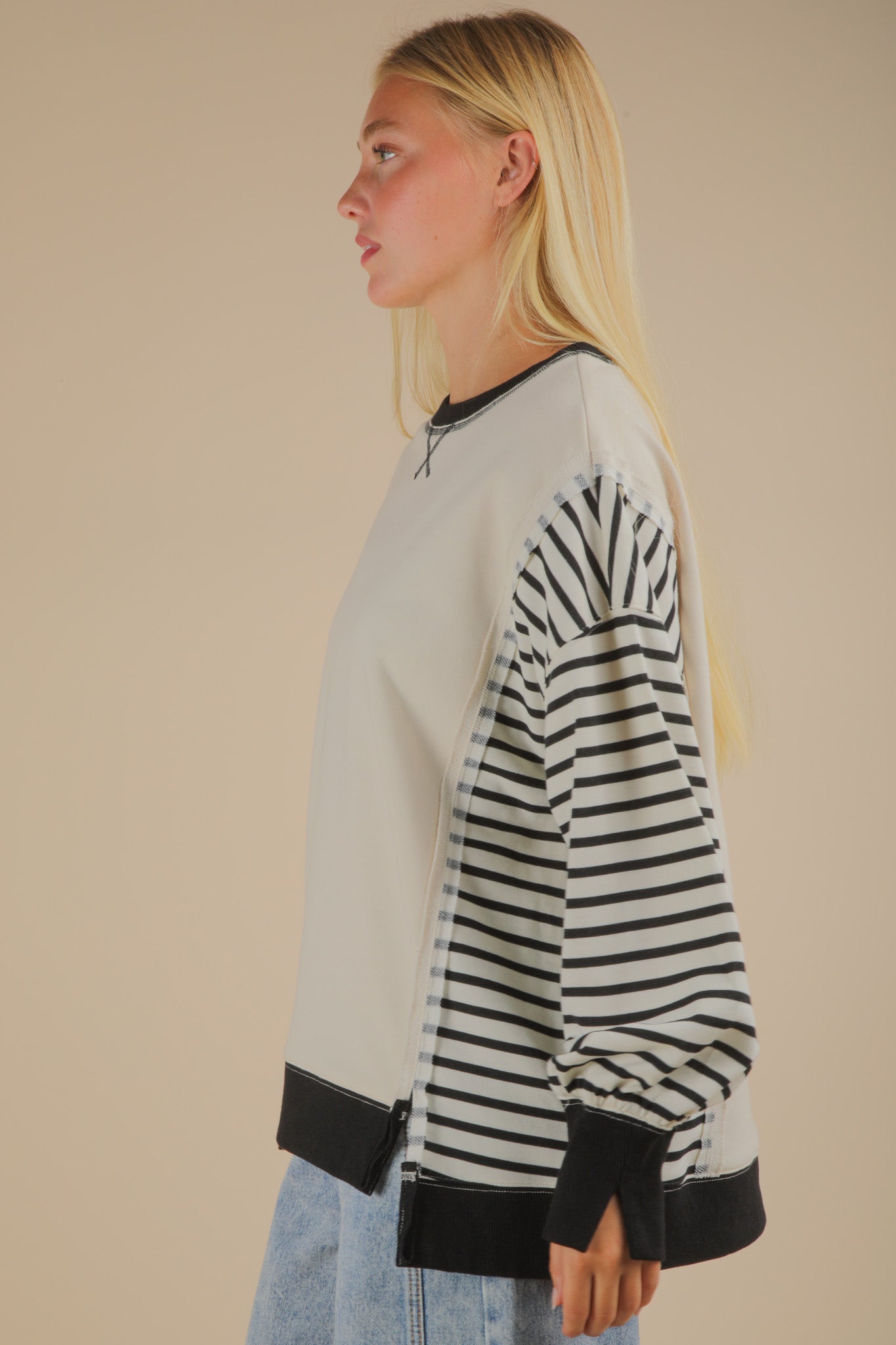Oversized Striped Casual Knit Top