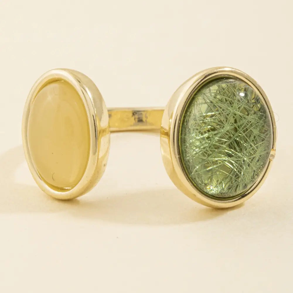 Cabochon and Threaded Dome Open Band Ring
