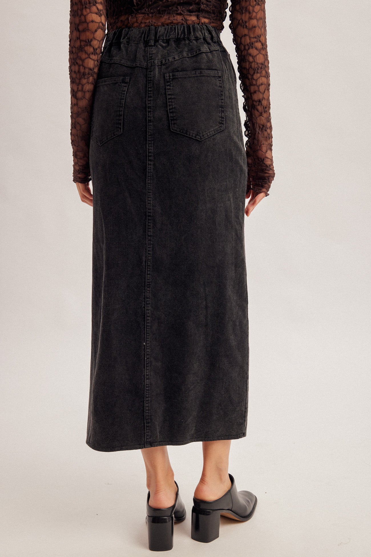 Snow Washed Corduroy Maxi Skirt