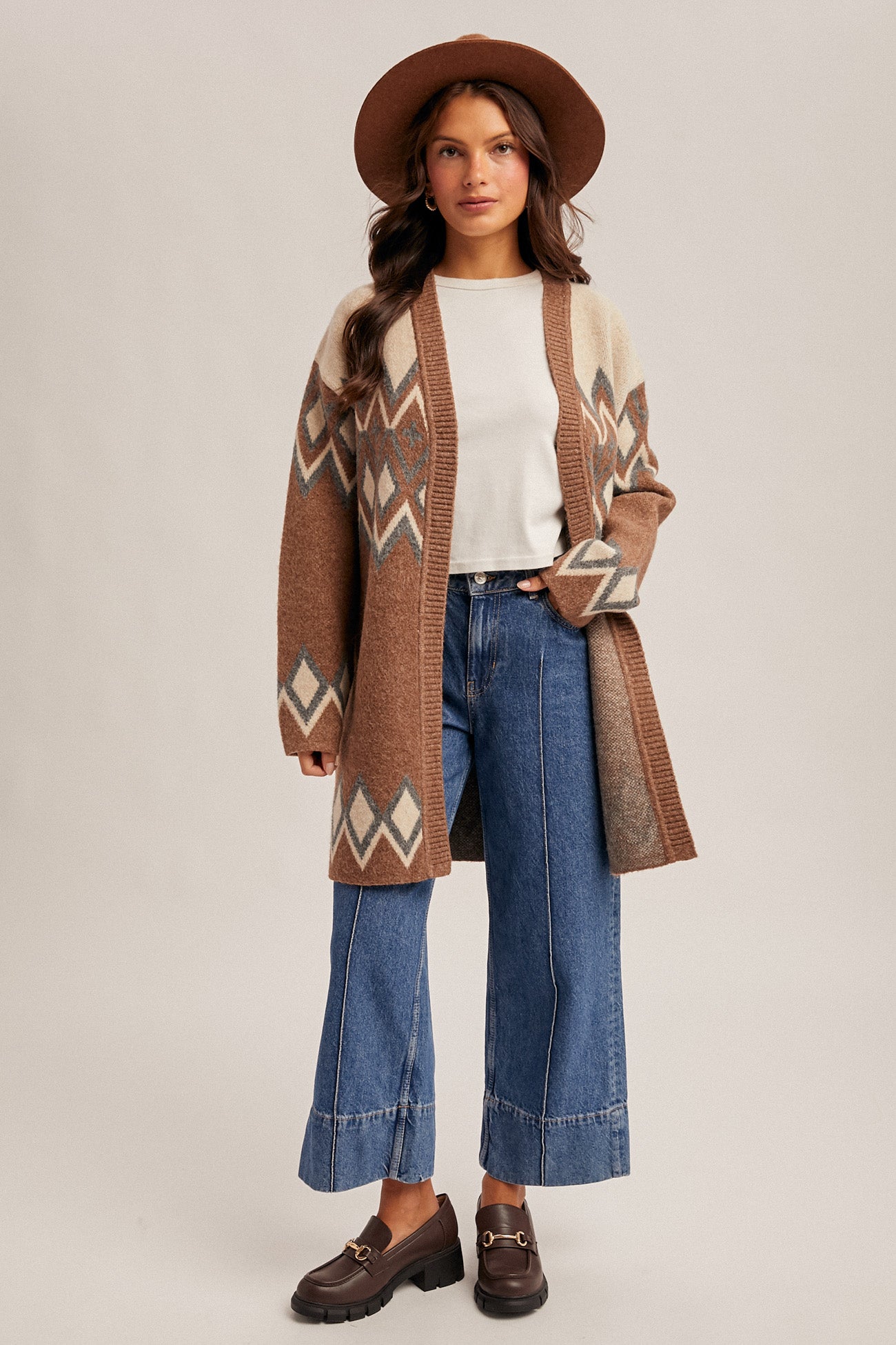 Nordic Patterned Sweater Knit Cardigan