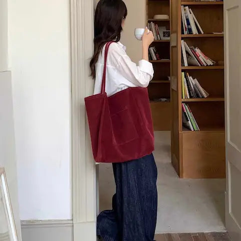 Large Suede-Like Tote Bag