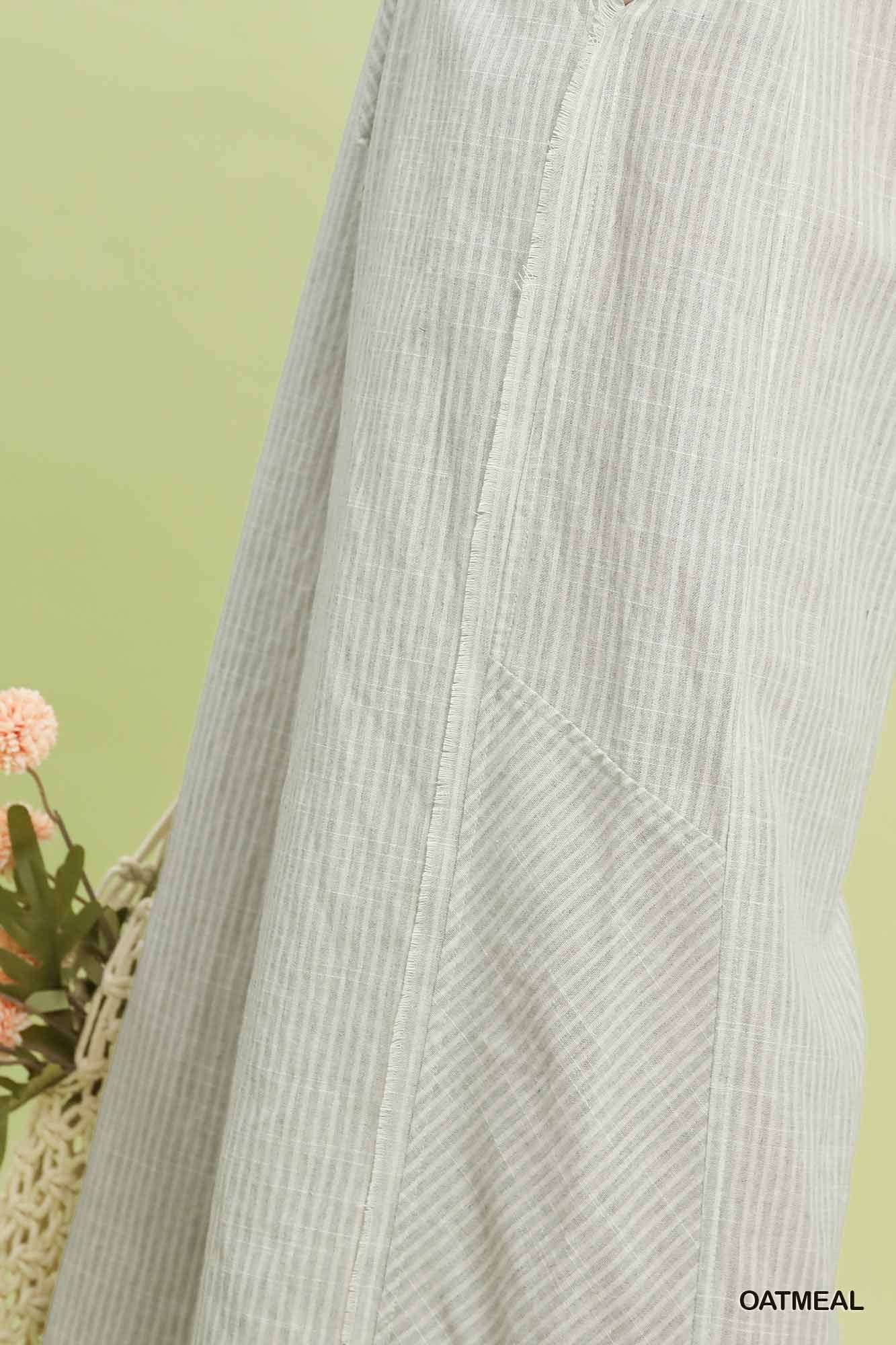 Linen Blend Striped Wide Leg Pants