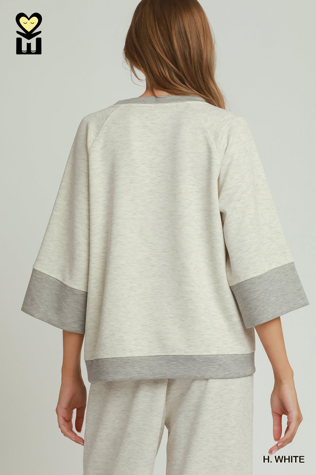 Cloudknit Modal & Tencel 3/4 Raglan Sleeve Colorblock Crewneck Top