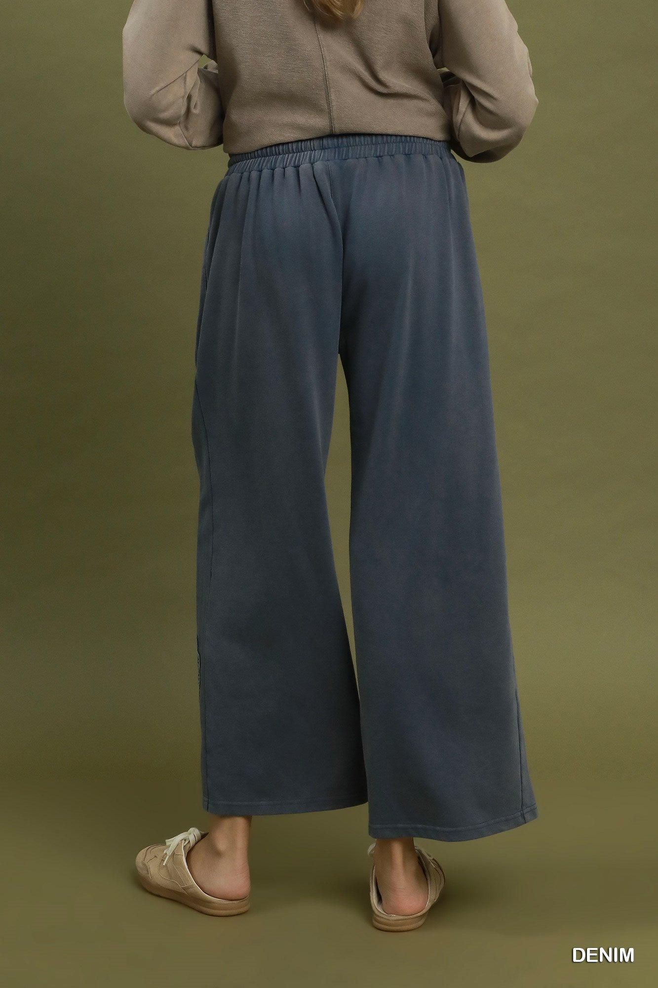 Mineral Wash Crochet Barrel Pants