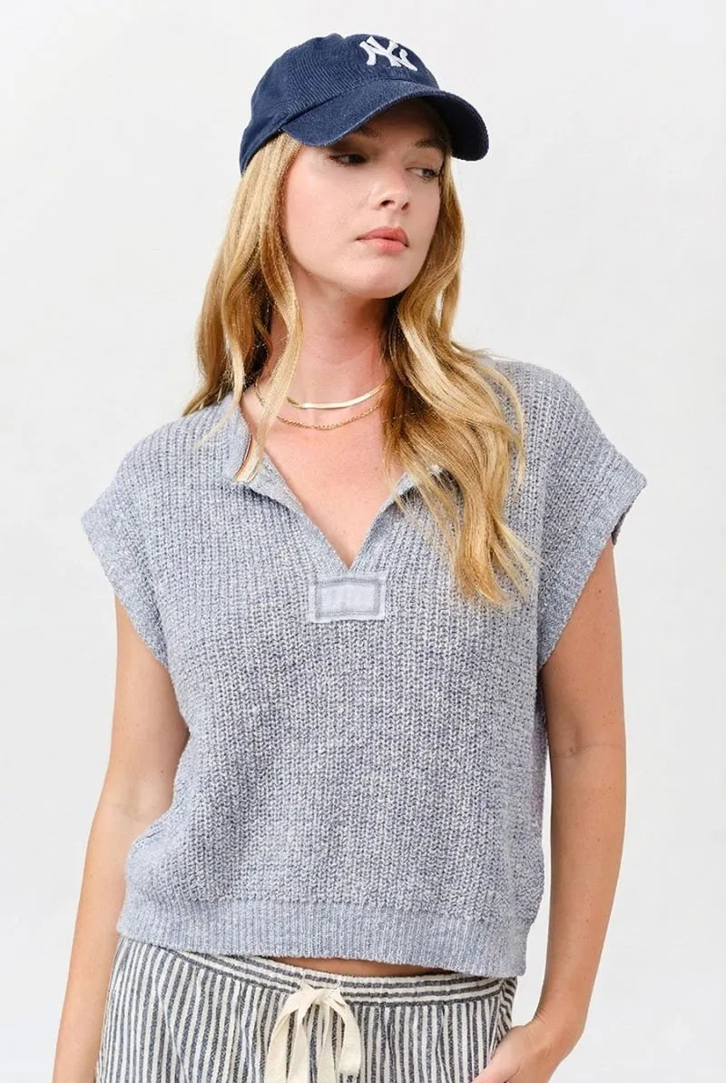 Crochet Knit Cap Sleeve Sweater