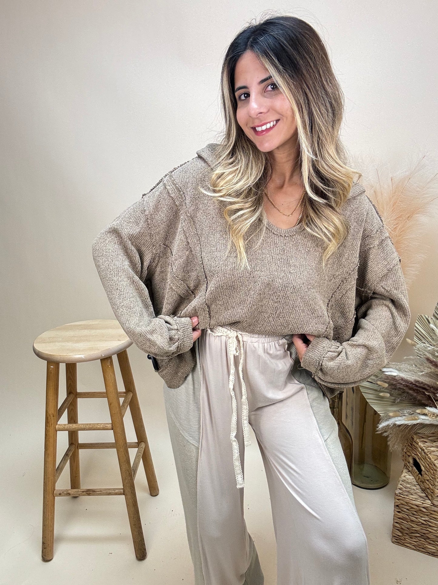 Wide Fit Raw Edge Detail Pants