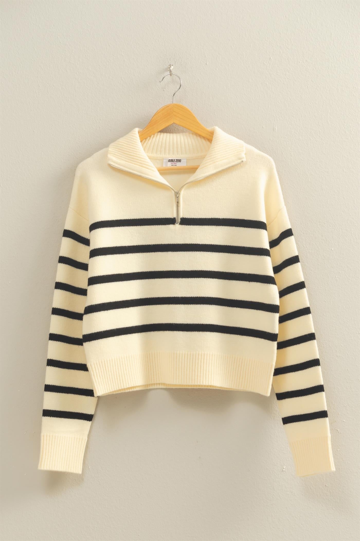 Striped Half Zip Sweater