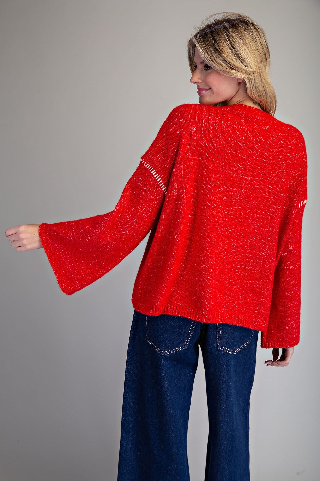 Whipstitch Bell Sleeve Sweater