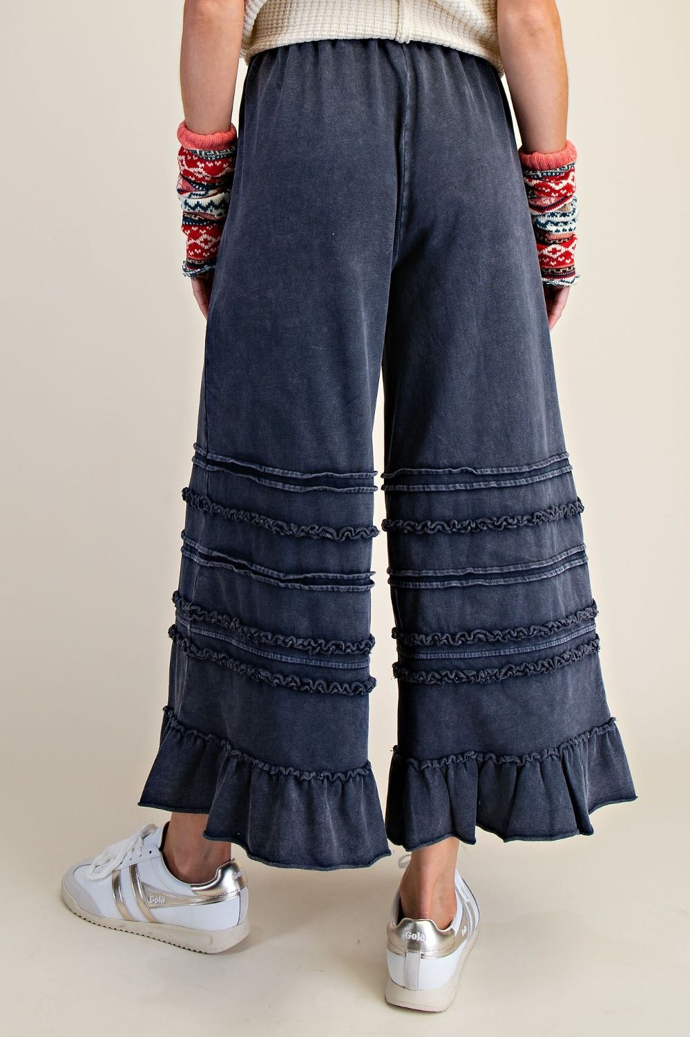 Cropped Washed Terry Pants