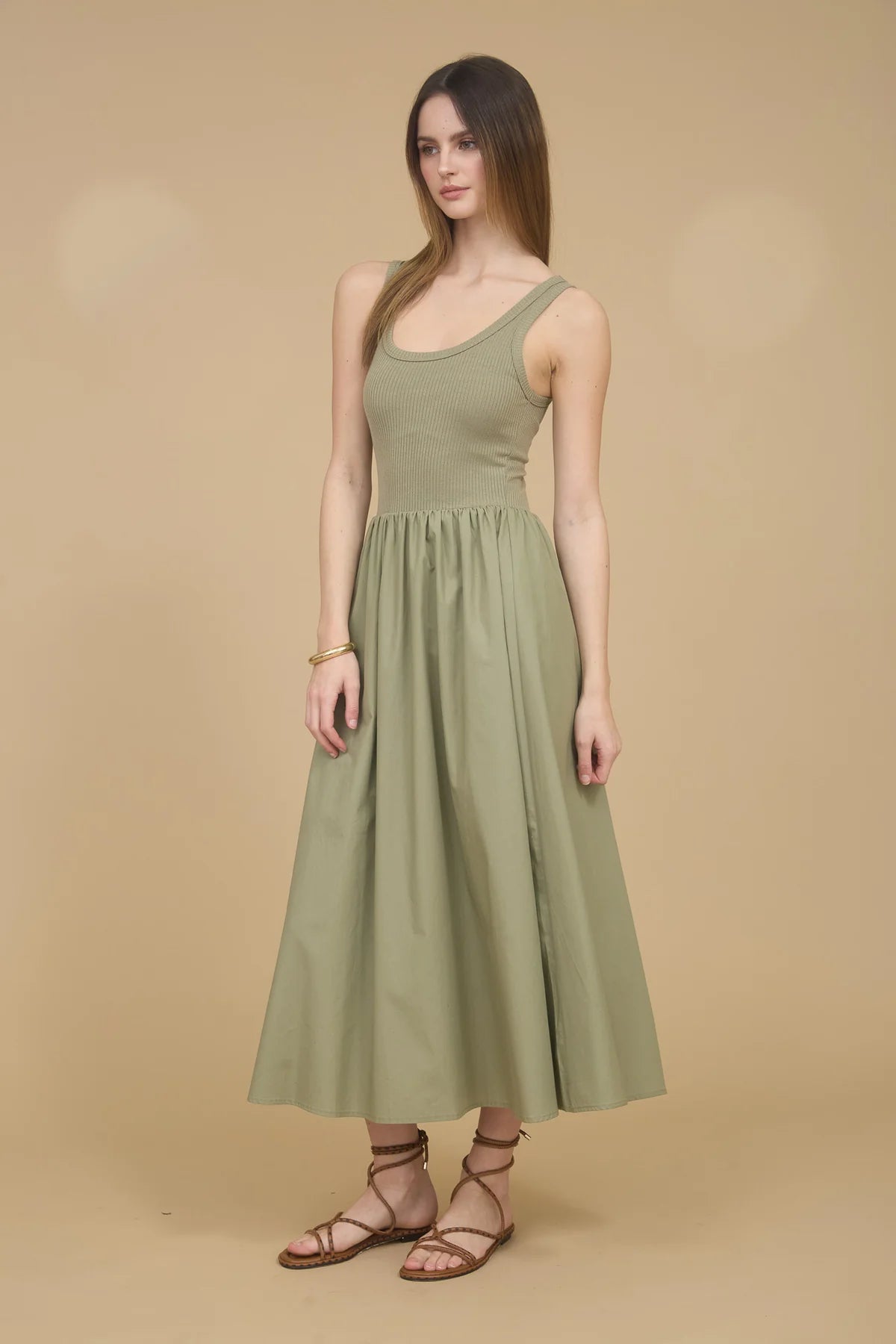 MIX MEDIA TANK MIDI DRESS