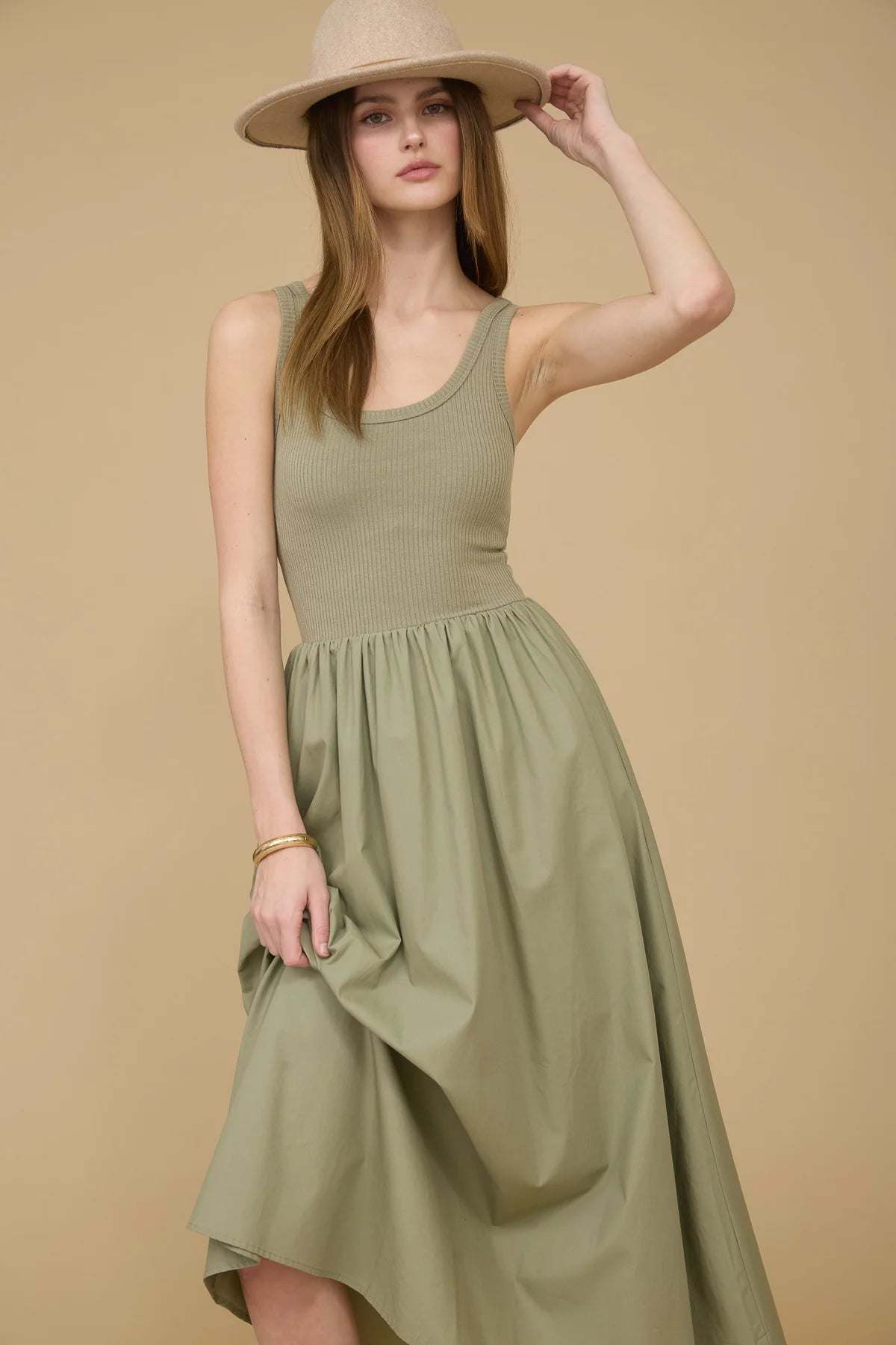 MIX MEDIA TANK MIDI DRESS
