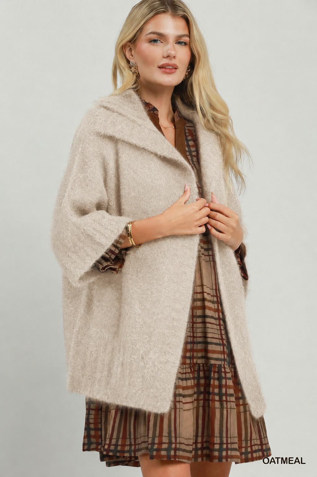 Oversized Ribbed Knit Open-Front Cardigan