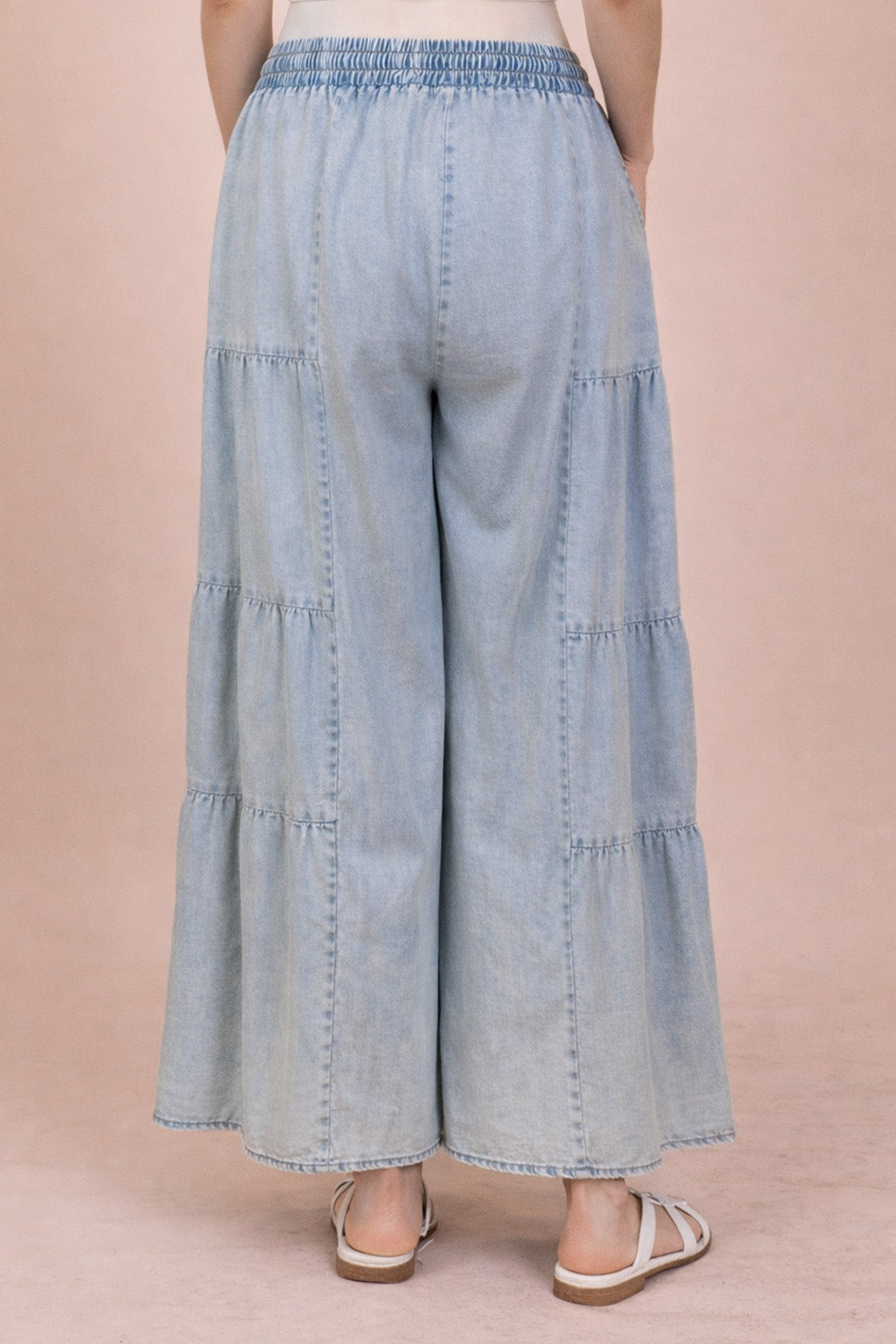 Tiered Layers Mineral Washed Chambray Pants