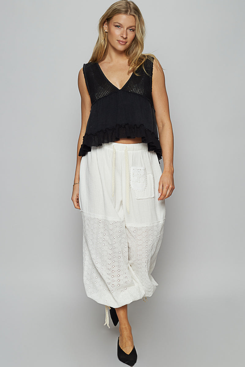 V-Neck Sleeveless Mini Babydoll Top